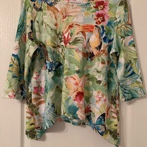 Alfred Dunner Petite Medium Tropical Toucan Multi Color Blouse